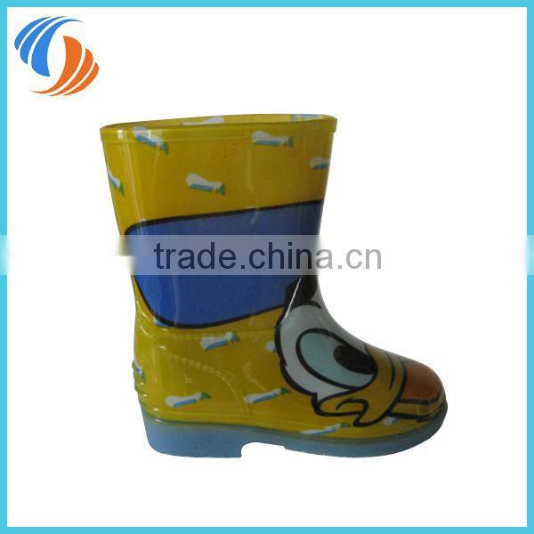 New PVC Yellow Donald Duck Printing Kids rain boots Light outsole