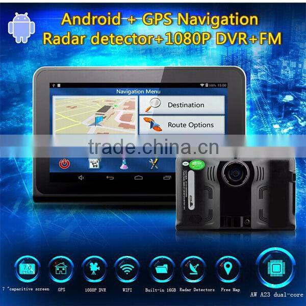 Anti Radar detector 7-inch car dvr gps navigation