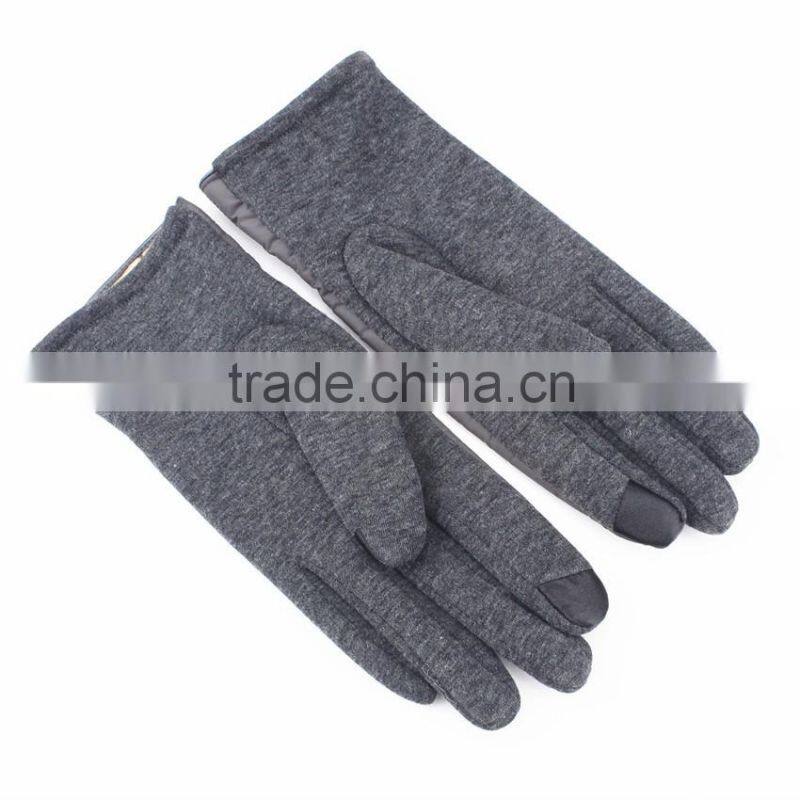 Gray eiderdown touch screen goves with four outside sewing lines