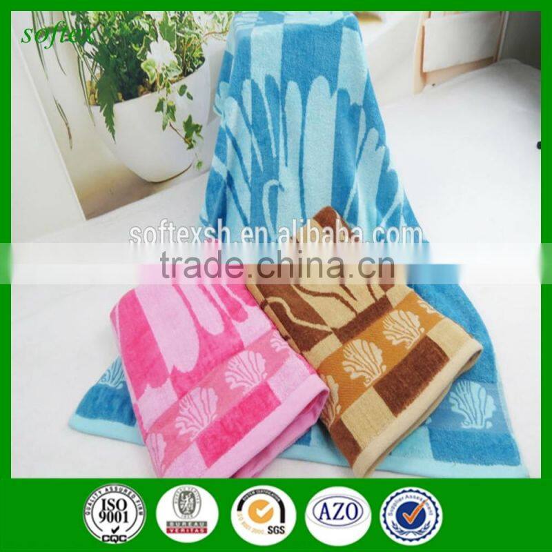 China supply large cotton yarn dyed jacquard seashell beach towels
