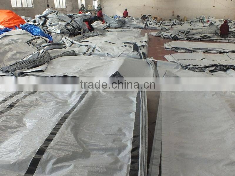 2015 Promotional Camping Tarp Tent Material for Sale Black Striped Tarpaulin Fabric