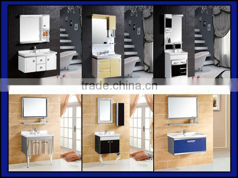 stainless steel bathroom cabinet,bathroom vanity cheapest anaglyph white color pvc bathroom cabinet with mir
