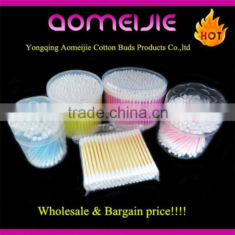 Double tips colored stick cotton cleaning swabs with dozen pack
