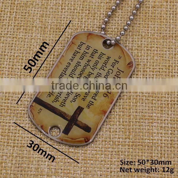 Custom printing aluminum military dog tag with chain