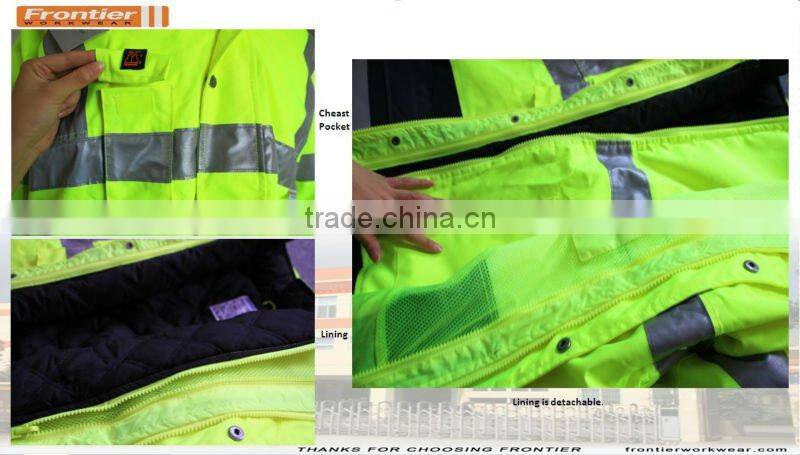 Frontier typical jacket/ 300D Oxford waterproof and breathable outer shell complies with EN471 and EN343/ 4 in 1 jackets for men