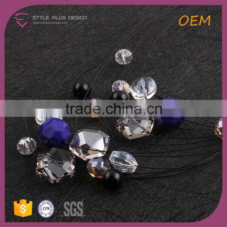 N72117K02 STYLE PLUS layered necklace strand & string necklaces with colored plastic stones for women