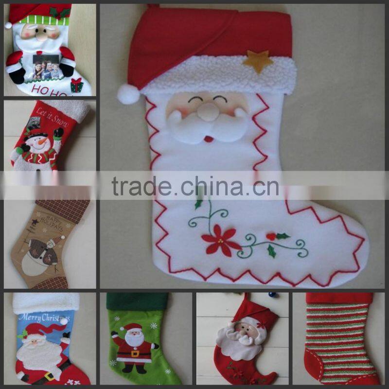 China factory new design christmas stocking design christmas plush stocking wholesale