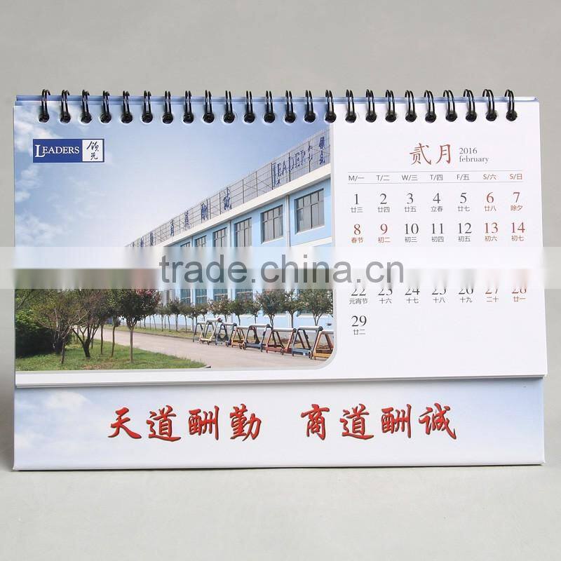 cardboard and art paper standing desk calendar 2016 for office desk