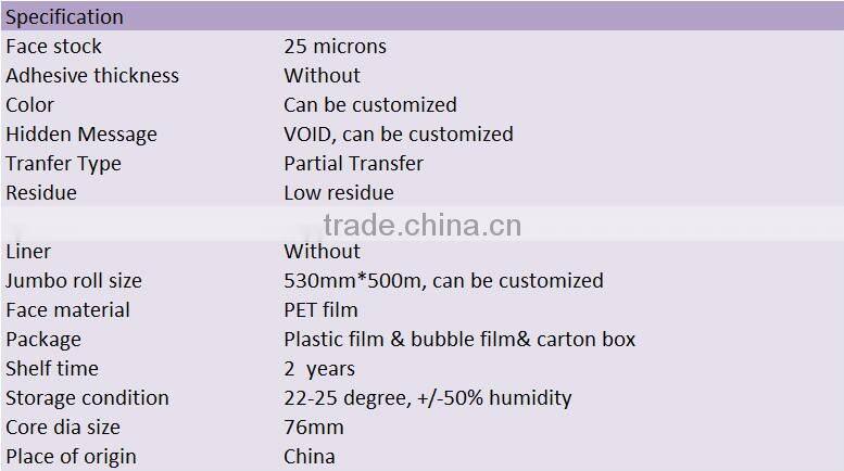 Tamper evident security bag tapes