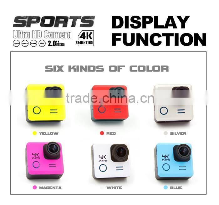 New arrival mini Full HD 4K/2K/1080P/720P/ WVGA go pro waterproof action camera with 170deg wide angle view ,2.0 large LCD