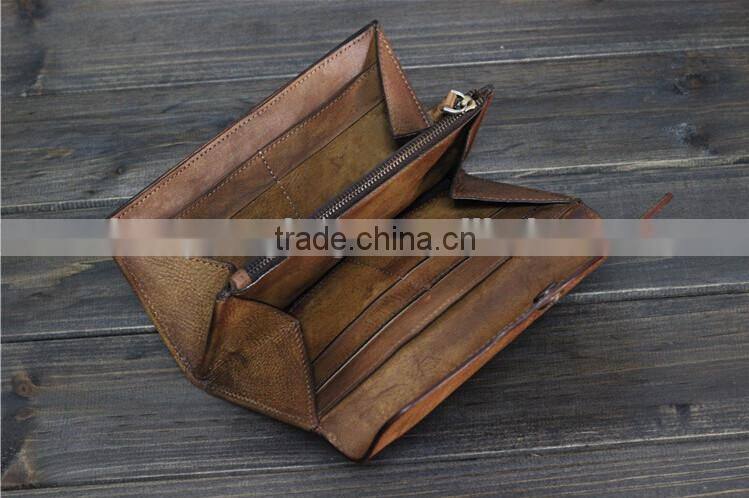 Genuine Cowhide Leather Wallet,Long Casual Wallet