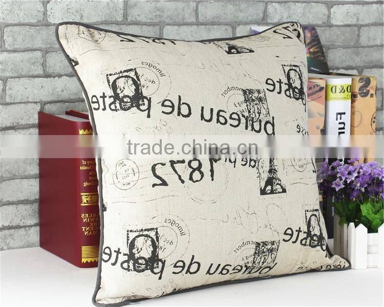 hot style mediterranean style English printing Eiffel Towe cushion cover Cloth art household cotton and linen hold pillow