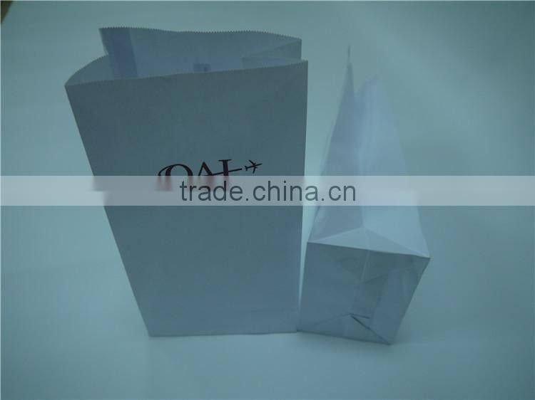 White sickness bag with tape closure,custom logo sick bag