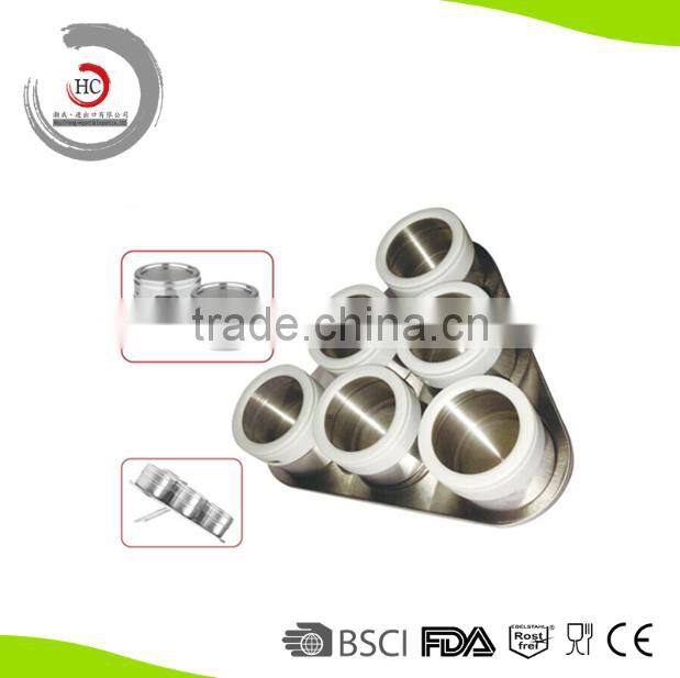Stainless steel magnetic spice container magnetic spice jar magnetic spice rack with triangle board HC-MS33
