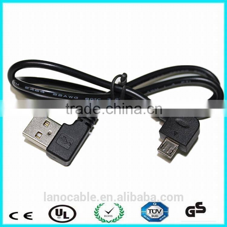 Custom right angle 24awg 2c usb charging cable
