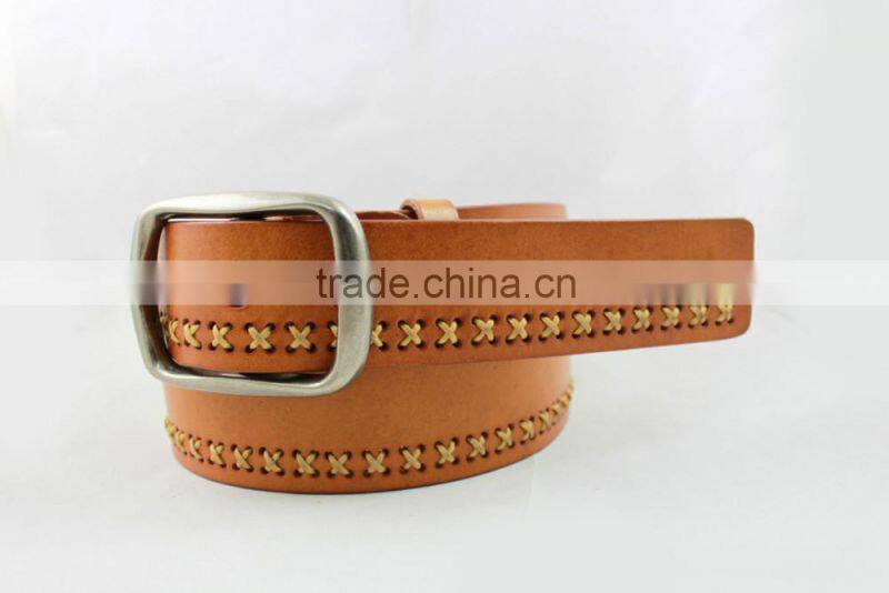 New Arrival Unisex Geniune Leather Belt With Fashion Designed Plague Buckle Waist Belt