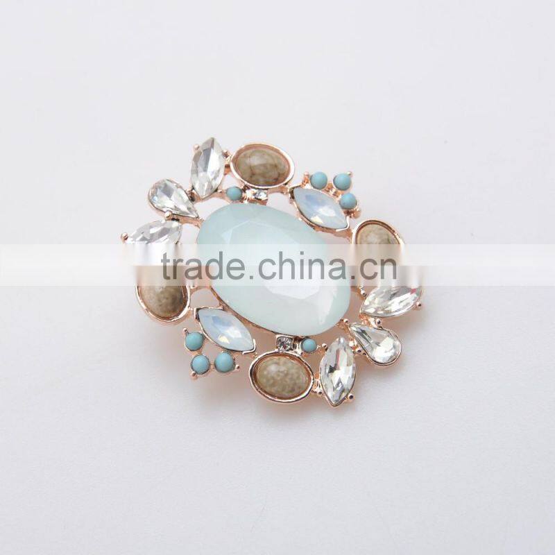 New Fashion Women Natural Stone Brooch Pins With Crystal Brooches Pendant