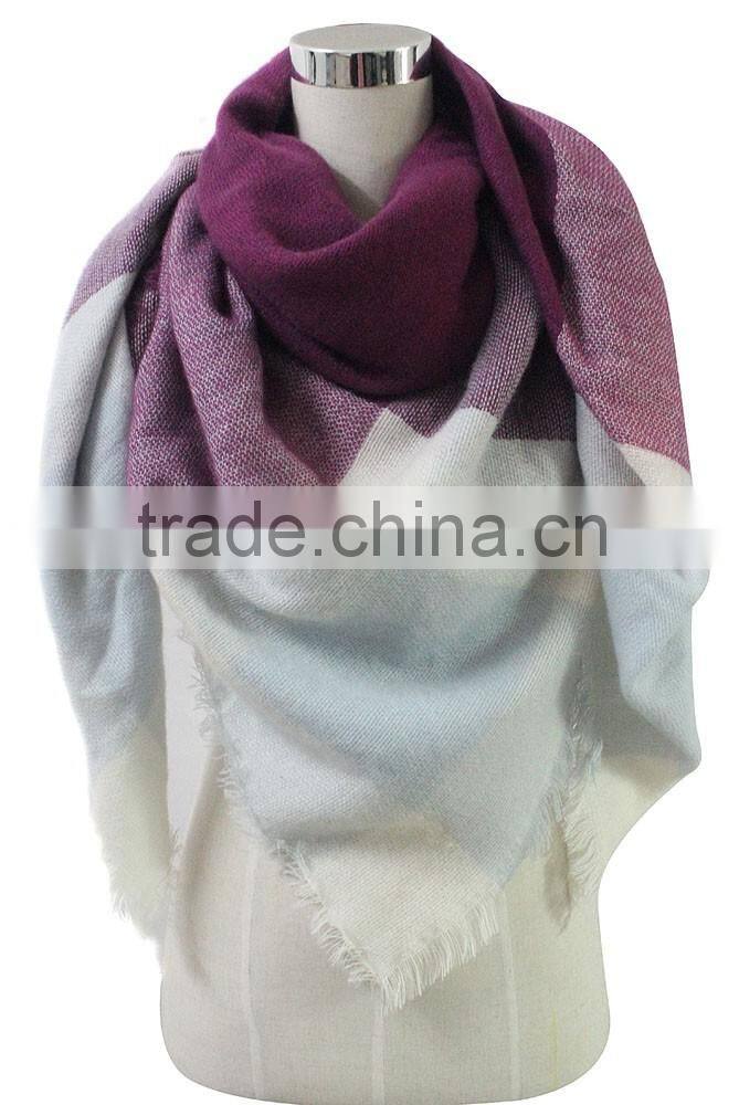 2016 hottest selling plaid blanket winter cashmere scarf ,scarf factory china