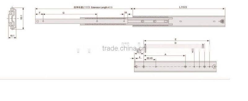 High quality drawer slide manufactory, 45mm ball bearing drawer slide, roller forming machine of ball bearing slide