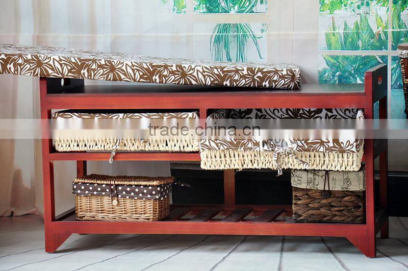 wide double Foot rest wooden stool