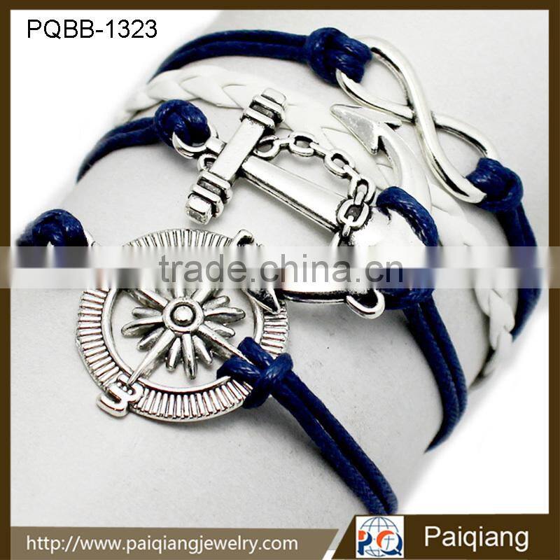 Wholesale fashion european style navy nautical rope woven men hand bracelet