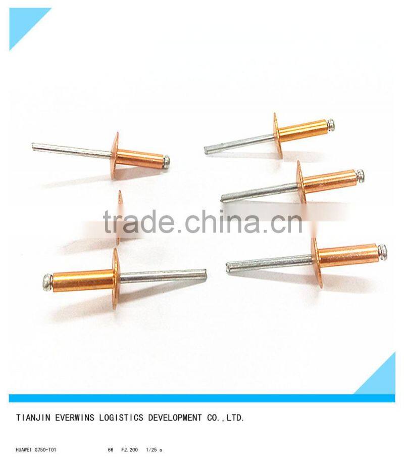 Golden color Waterproof Large flange head Aluminium blind rivets