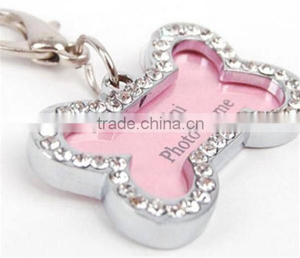 32x20mm pet tags Rhinestone Bone-shaped Necklace Pendant Charm Pet Dog Cat ID Tag