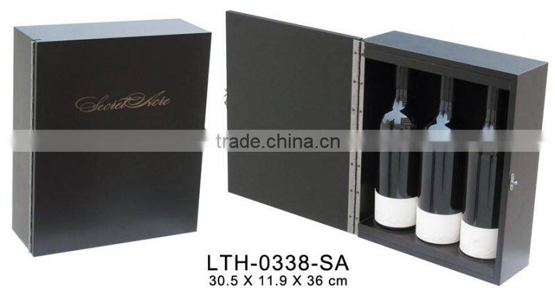 black wooden wine packing box wholesale wine gift set