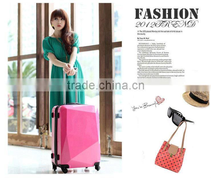 2014 china alibaba fashionable bag top-quality travel trolley luggage ,hot sale suitcase with hardshell and diamond shape