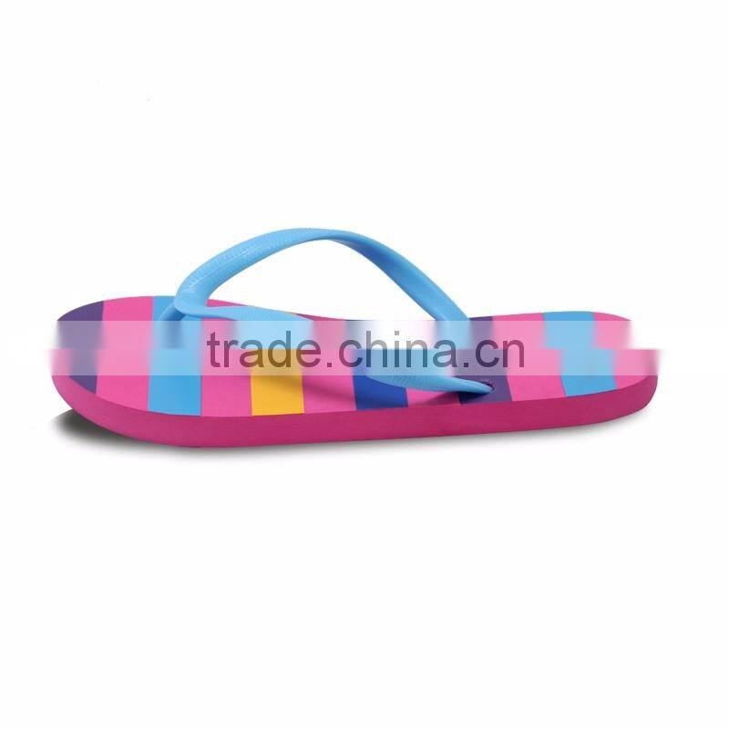 2016 wholesale cheap elegant model personalized rainbow insole ladies eva wedge flip flops