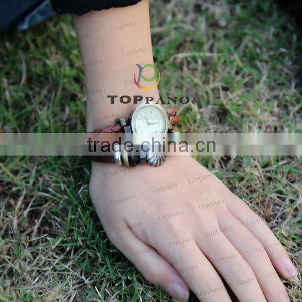 2016 new fashion real leather bracelet watch handmade woven leather watch bracelet with high quality