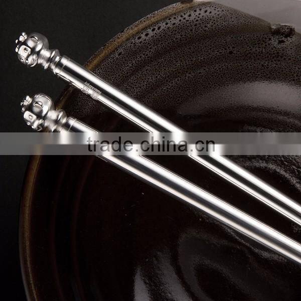 wedding gift silver plated Chopsticks good luxury Design chopsticks with animal monkey head display chopsticks
