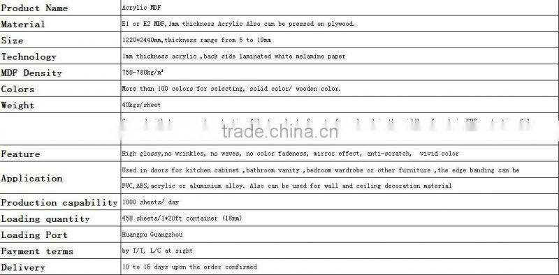 acrylic mdf board high gloss acrylic mdf boards waterproof mdf board