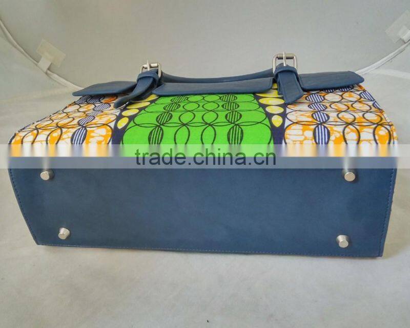 Wholesale African ankara wax print fabric women handbags African model all kinds of handbags leather purse