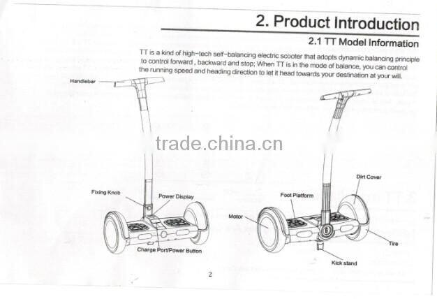 TT mini smart hoverboard 2 wheel self-balancing scooter with handlebar