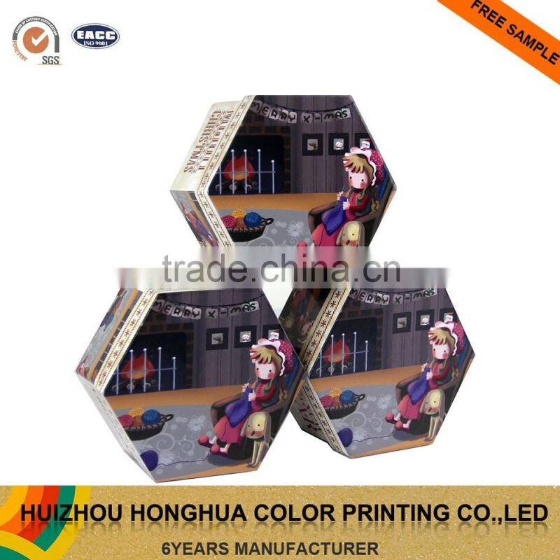 Handmade Paper Box Cardboard Decorative Hexagon Box Storage Box with Lid Candy Box