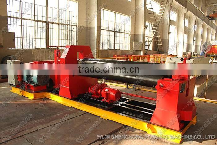 Plate rolling bending machine with three rolls