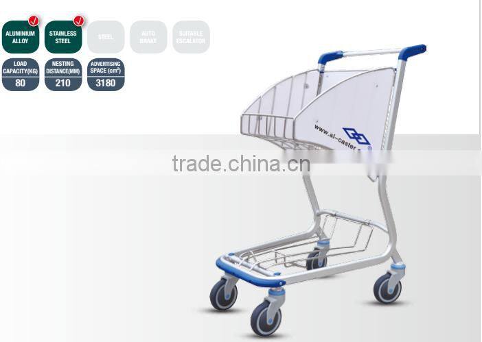 Stainless steel 4 wheels airport free lightweight luggage trolley