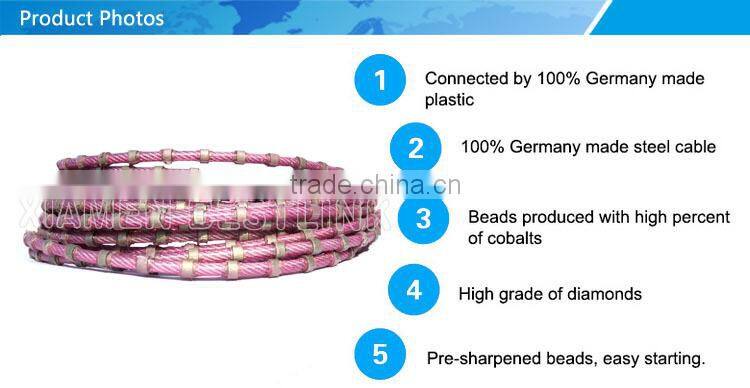 hot selling for granite block squaring 11mm diamond beads diamond wire saw with low price
