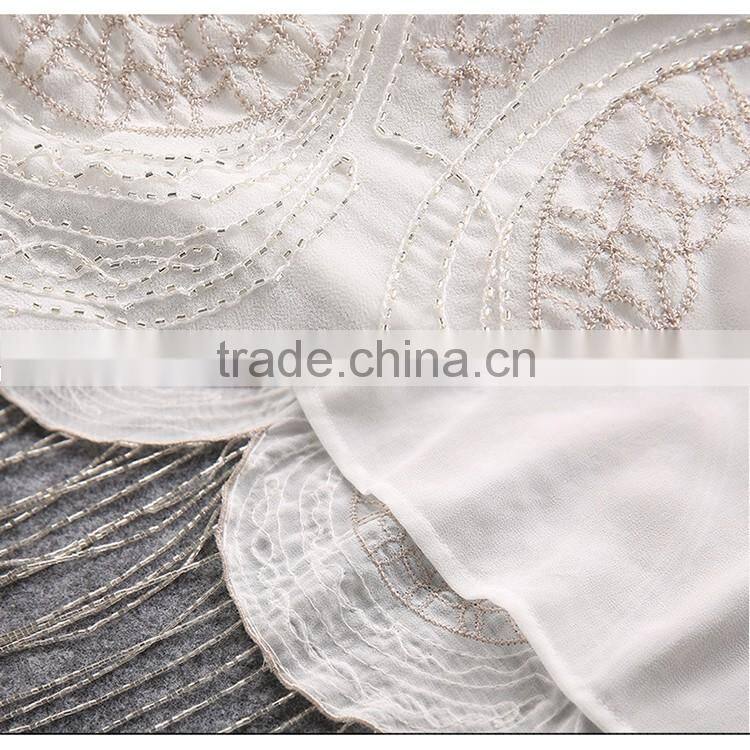 High Quality 2016 Summer Fashion Women Half Flare Sleeve Blouses Tassel Complicated Embroidery Beaded Sequin Long Cardigan