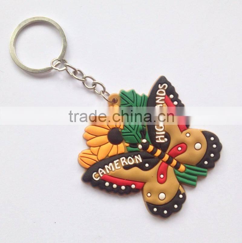 Wholesale Butterfly Shaped Metal Keychain Soft PVC Rubber Fashion Key Chain