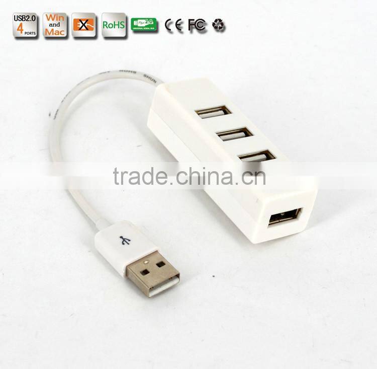 Hot-selling! Wholesale Slim-shape Low Cost Portable and Ultra-Light Plastic Casing usb hub, 480MBPS 4-Port USB 2.0 Hub
