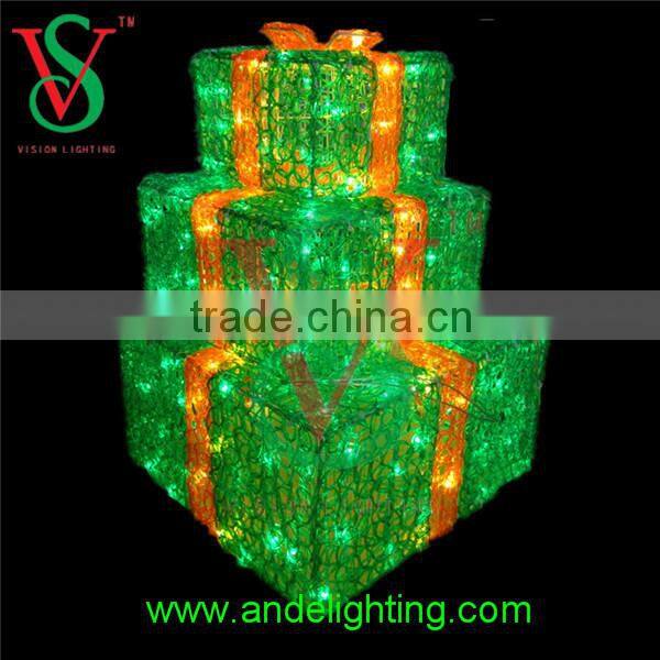 China supplier ABS motif light new sculpture gift box light Christmas ornament