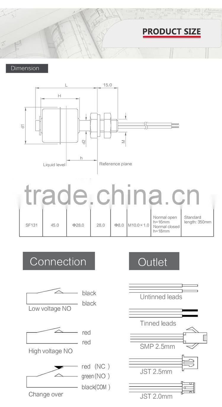Soway PP signal/ multipoint vertical type float level switch for various tanks