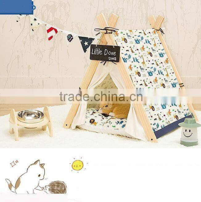 Foldable Indoor Wooden House For Pet Dog Cat Tent