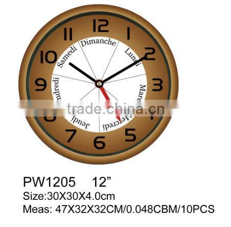 12 inch Unique Retro plastic week wall clock