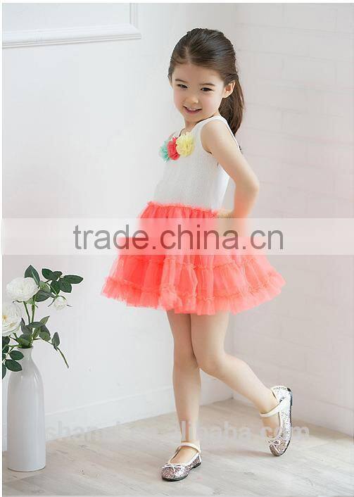 Summer new style three flowers cotton girls princess dress vest dress