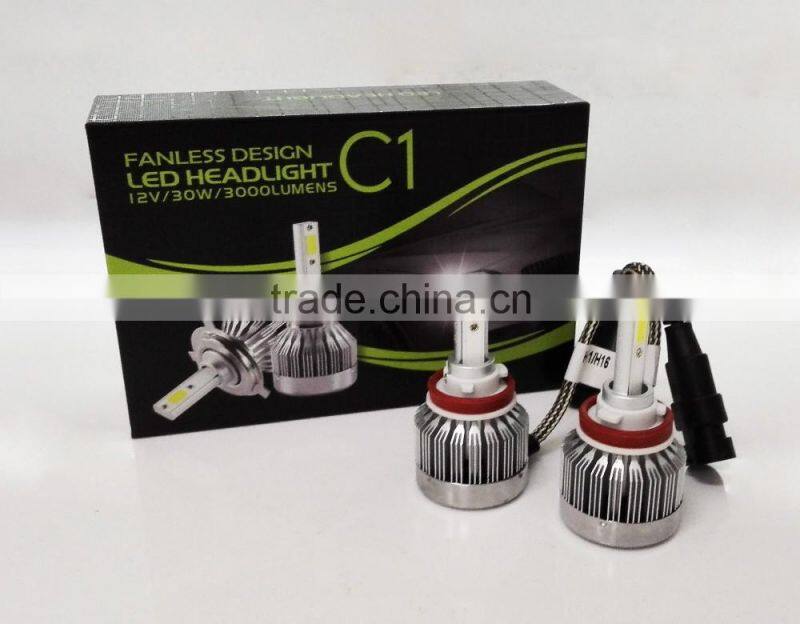 2016 30W 3000LM LED Headlamps H7 H8 H9 H11 9004 9005 9006 6000K White Bulbs