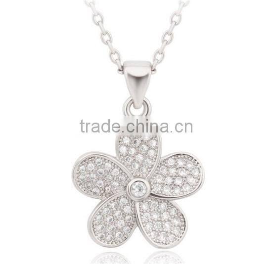 Women's newest flower design gold necklace with crystal