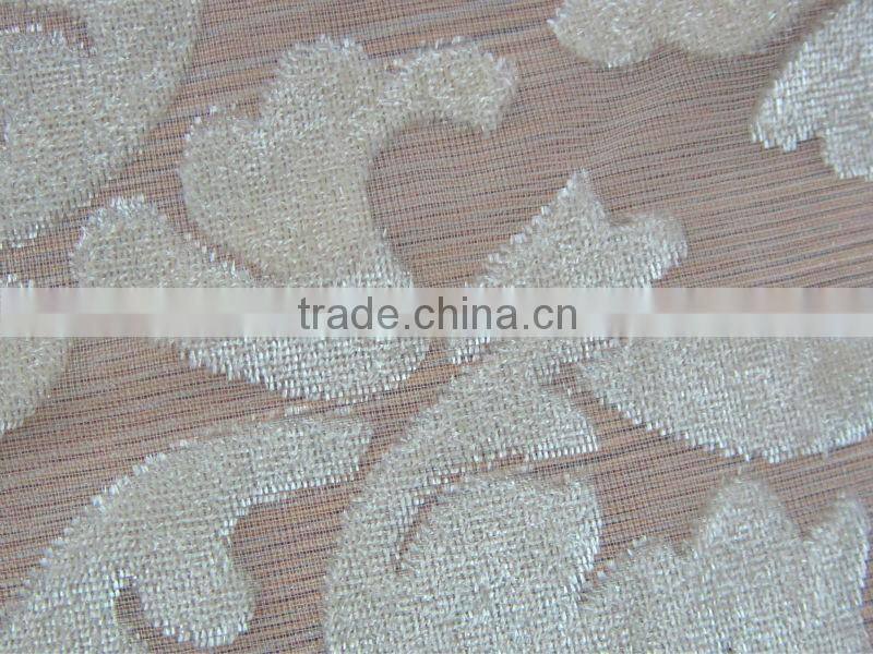 Cheap cvc Velvet jacquard knitting fabric burn out curtain fabric